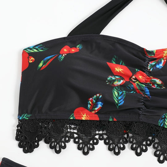 Damen Zweiteiliges Badeanzug-Set mit floralem Design R&B