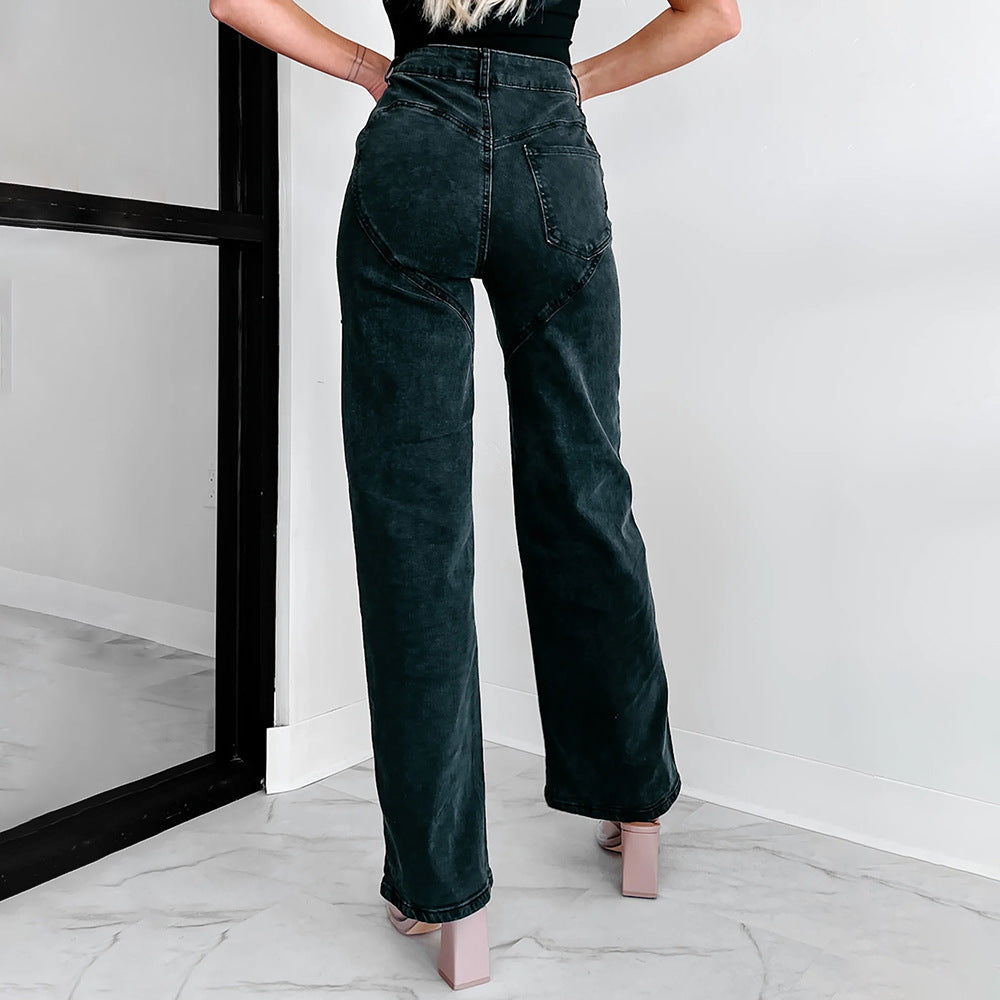Damen Hochtaillierte Jeans mit durchbrochenem Design R&B