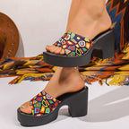 Damen Plateau-Pantoletten mit geometrischem Muster R&B