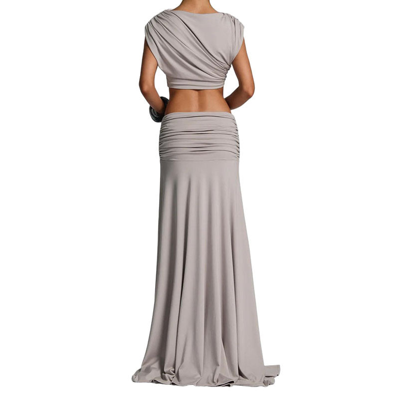 Damen elegantes Wickelkleid mit Rüschendetails R&B