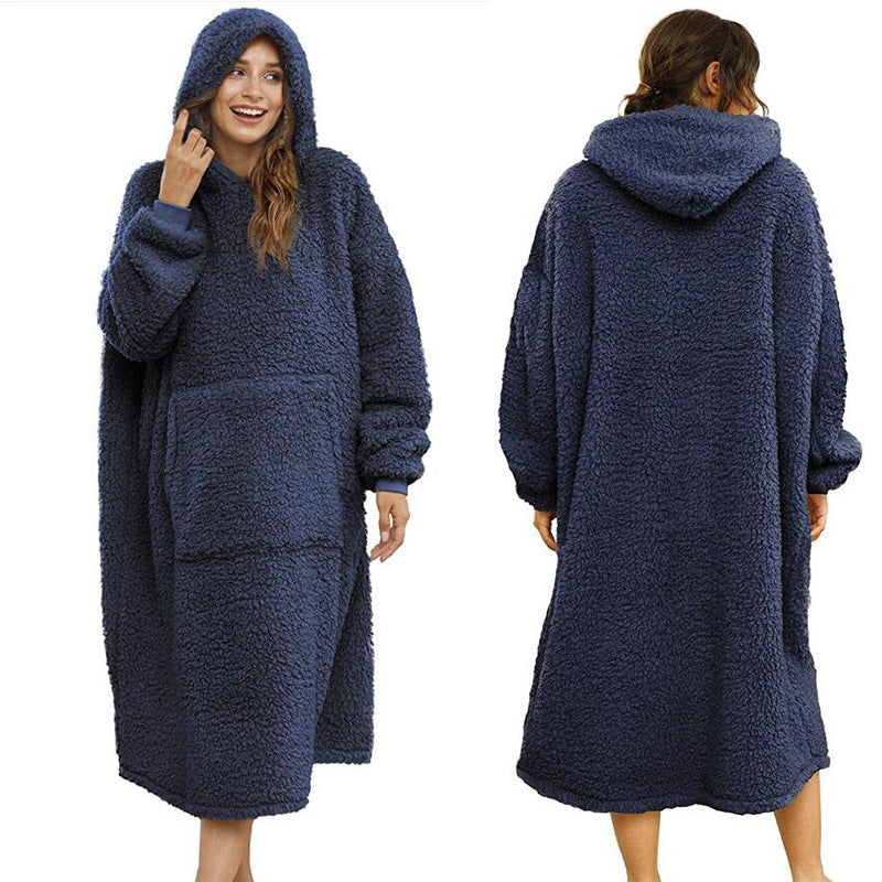 Herren Kuscheliger Fleece-Bademantel mit Kapuze und Taschen R&B
