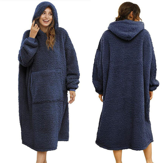 Herren Kuscheliger Fleece-Bademantel mit Kapuze und Taschen R&B