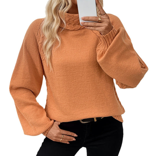 Damen Strickpullover mit hohem Kragen R&B