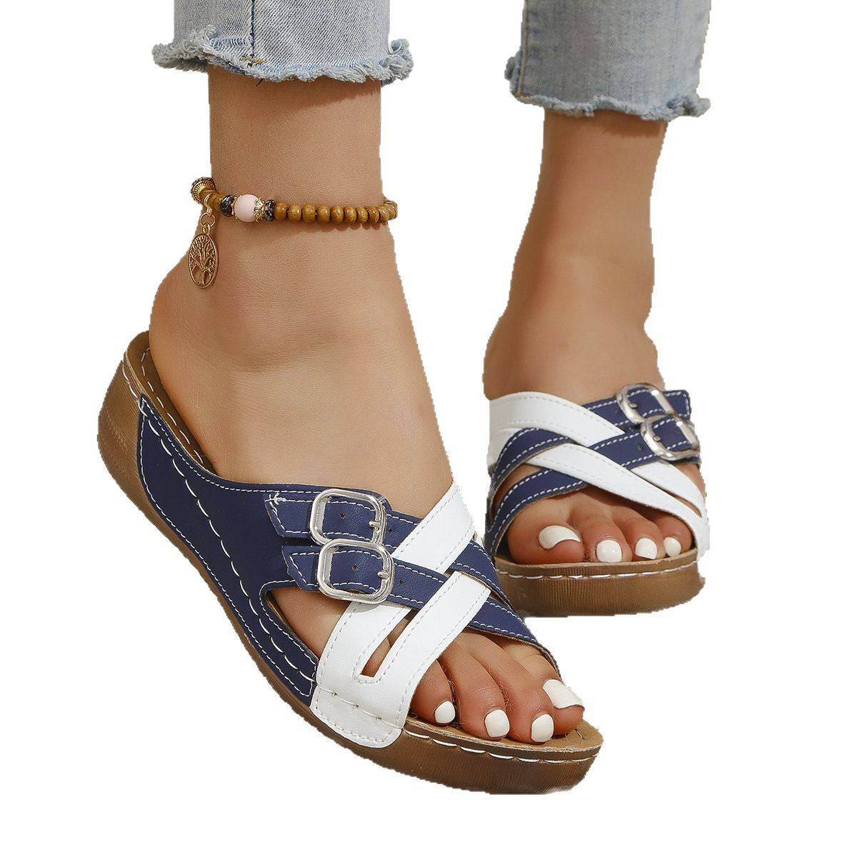 Damen Wedge-Sandalen mit verstellbarem Riemendesign und anatomischer Fußbettung R&B