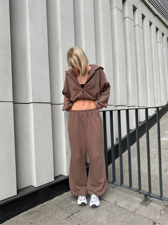 Damen lässige und stylische Freizeit-Hoodie-Set R&B