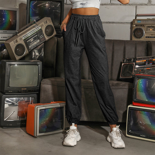 Damen lässige Sweatpants mit elastischem Bund und praktischen Taschen R&B