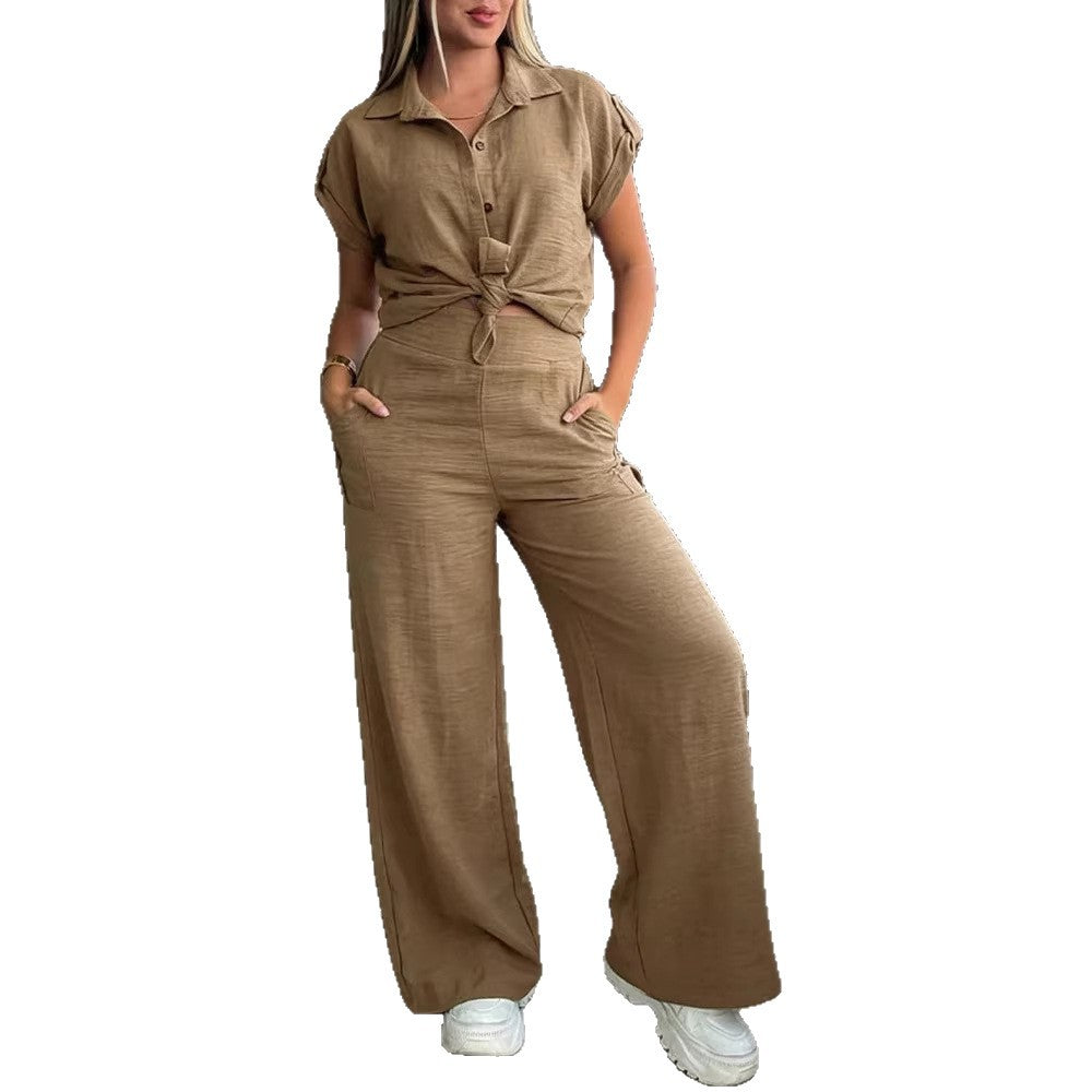 Damen lässiger Jumpsuit mit hochgeschlossenem Kragen und praktischen Seitentaschen R&B