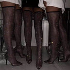 Damen Glitzernde Netz-Stiefeletten mit spitzem Schuhdesign R&B