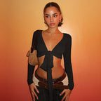 Damen Crop-Top mit verspieltem BindR&Band und langen Ärmeln R&B