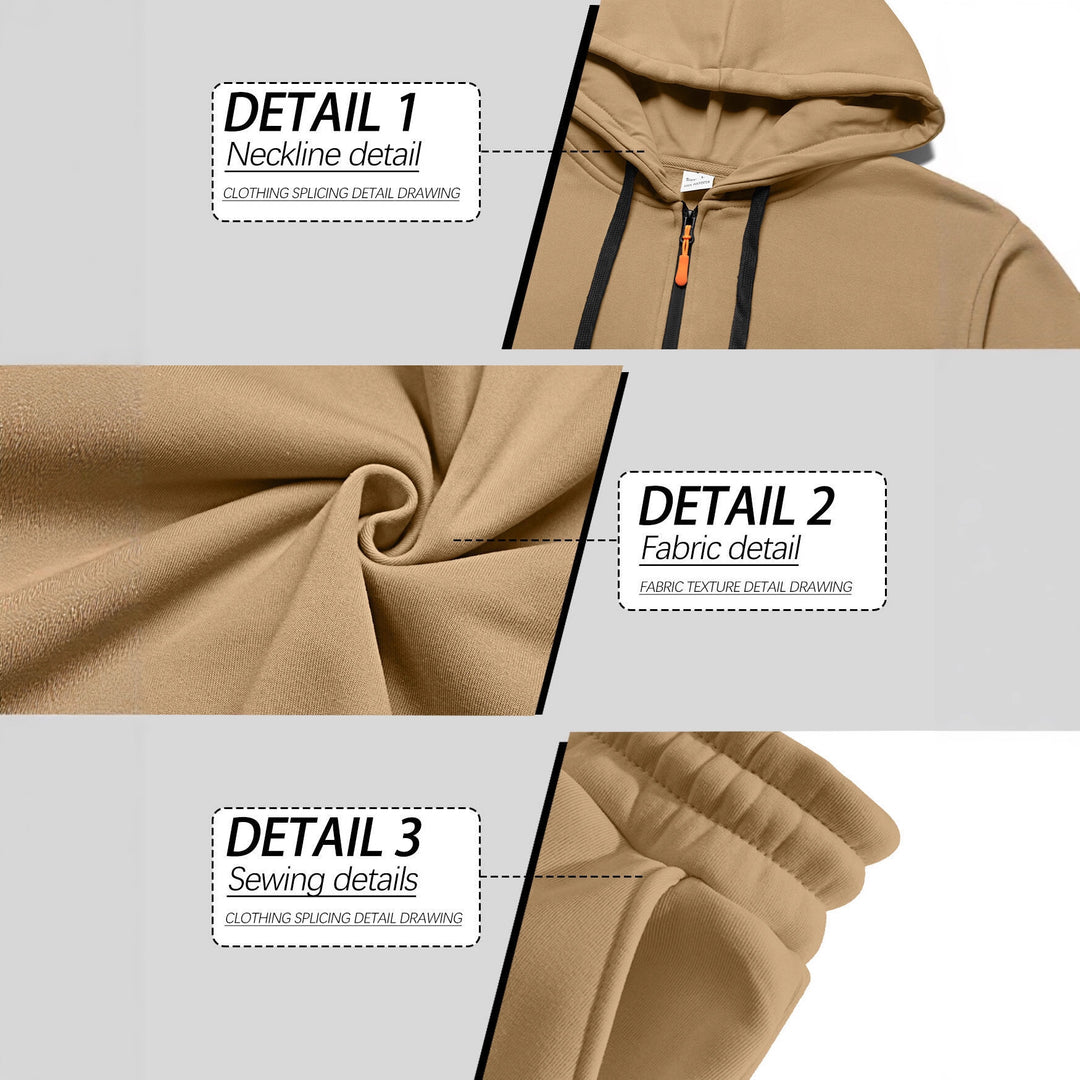 Herren nan lässiger Halbzip Hoodie mit Kängurutasche und Cargo Jogginghose mit Reißverschlussdetails R&B