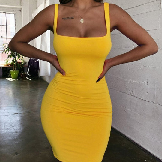 Damen Bodycon Minikleid mit breiten Trägern und taillierter Silhouette R&B