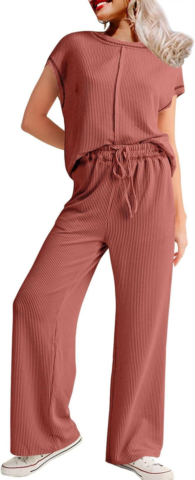 Damen lässiges Jumpsuit mit weit geschnittenem Bein und elastischem Bund R&B