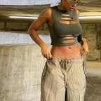 Damen Cut-Out Crop-Top R&B