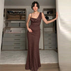 Damen Maxikleid mit asymmetrischem Ausschnitt und eingewR&Btem Punktedesign R&B