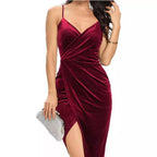 Damen elegant eingeschnittenes Abendkleid mit funkelndem Effekt R&B