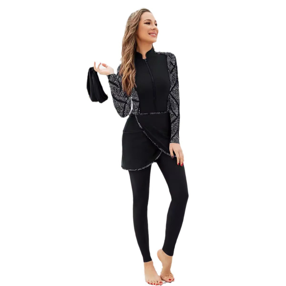 Damen Sportlicher Baderock mit hohem Kragen R&B