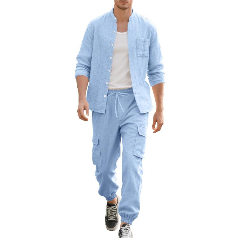 Herren lässiges Leinen-Set mit praktischen Taschen und atmungsaktiver Stoffqualität R&B