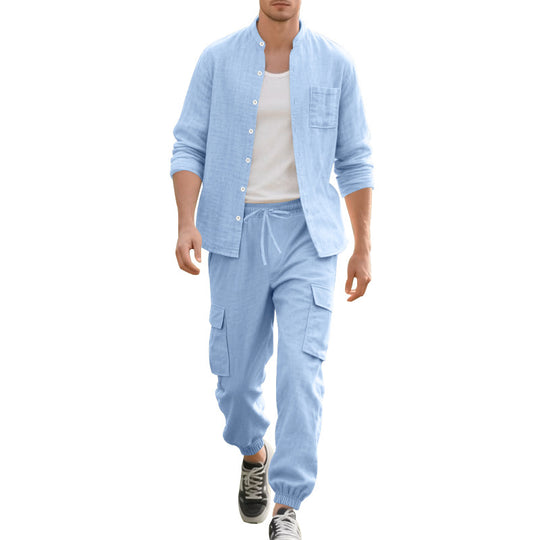 Herren lässiges Leinen-Set mit praktischen Taschen und atmungsaktiver Stoffqualität R&B