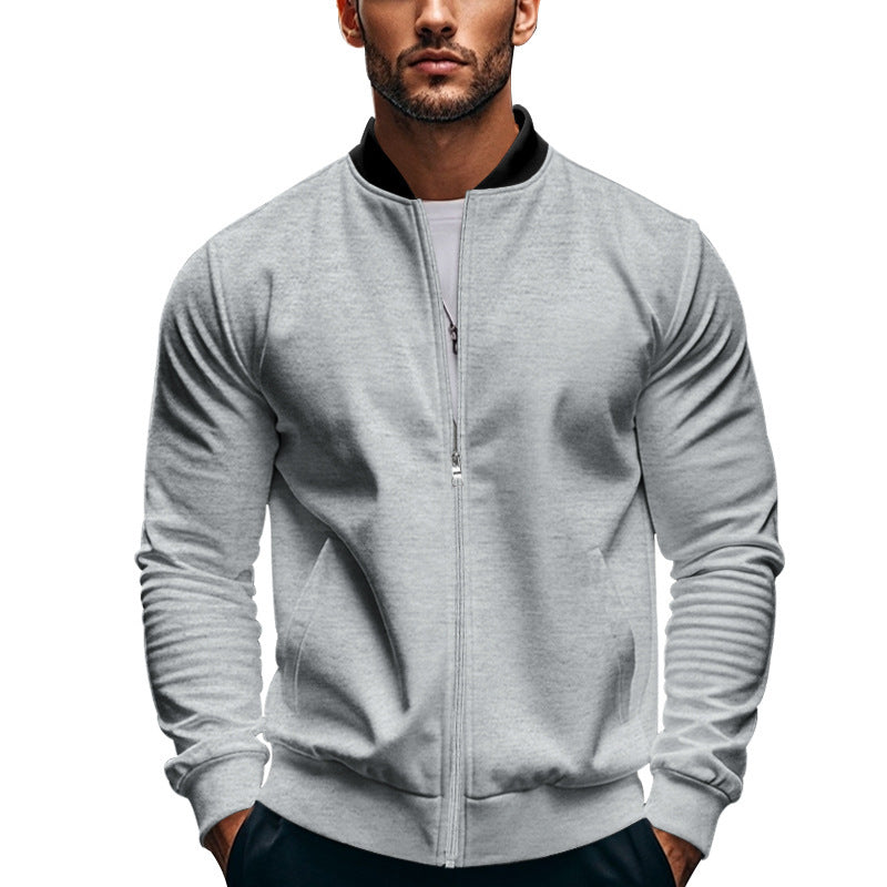 Herren elegante Bomberjacke mit stehendem Kragen und Reißverschluss R&B