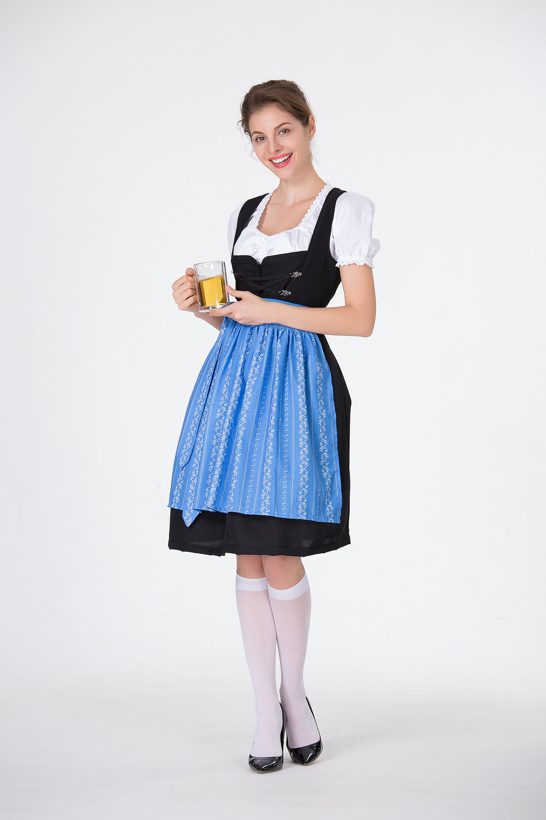 Damen Trachtenkleid mit eleganter Schürze und verspielten Rüschenkanten R&B