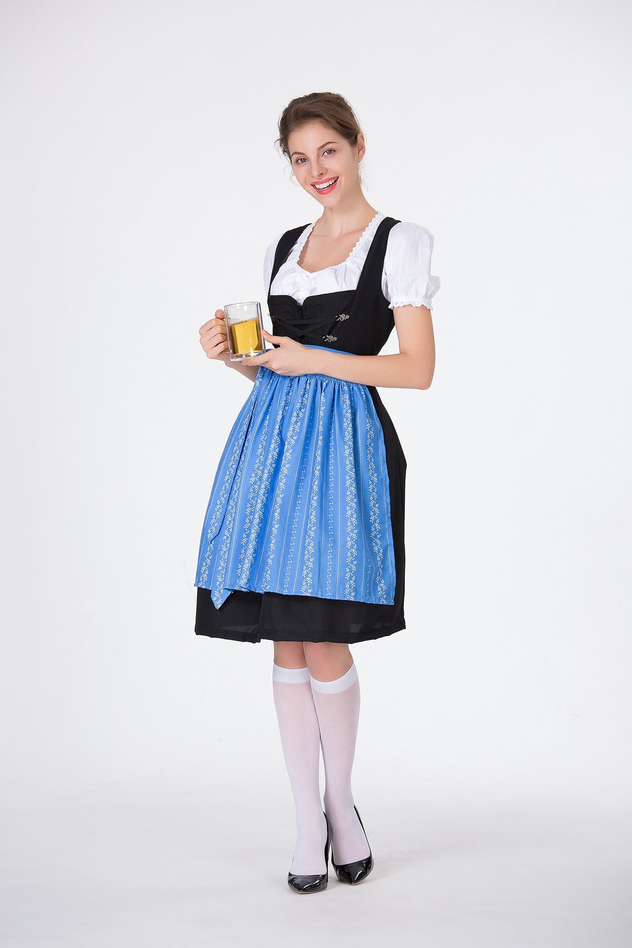 Damen Trachtenkleid mit eleganter Schürze und verspielten Rüschenkanten R&B