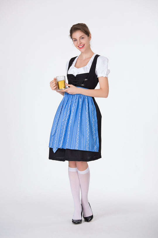 Damen Trachtenkleid mit eleganter Schürze und verspielten Rüschenkanten R&B