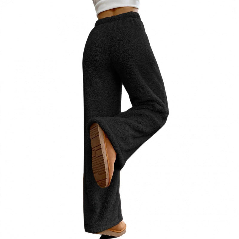 Damen Flauschige Relax-Hose mit Bindegürtel und weit geschnittenem Bein R&B