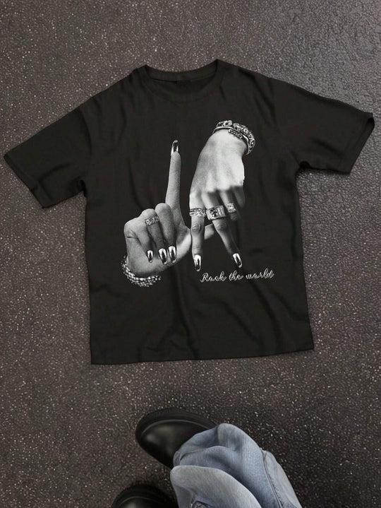 Damen T-Shirt mit künstlerischem Totenkopf-Motiv und lässigem Schnitt R&B