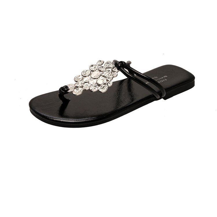 Damen elegante Pantoletten mit funkelndem Schmuckdetail R&B