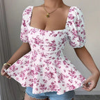 Damen Blusentop mit blumendem Muster und Wickel-Effekt R&B