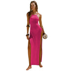 Damen elegantes Maxikleid mit hohen Seitenschlitzen