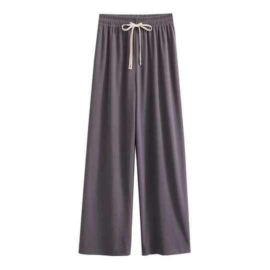 Damen weite Palazzohose mit elastischem Bund und dekorativem Kordelzug R&B