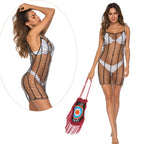 Damen Häkel-Strandüberwurf mit transparentem Design R&B
