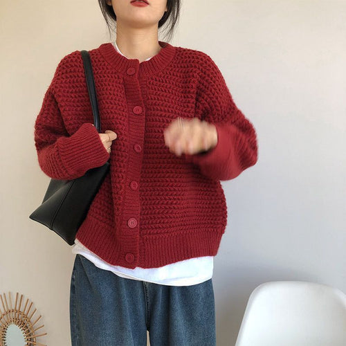 Damen Grobstrickjacke mit Knopfdetails und oversized Schnitt R&B