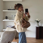 Damen strapazierfähige und kuschelige Teddyjacke mit elastischem Bund R&B