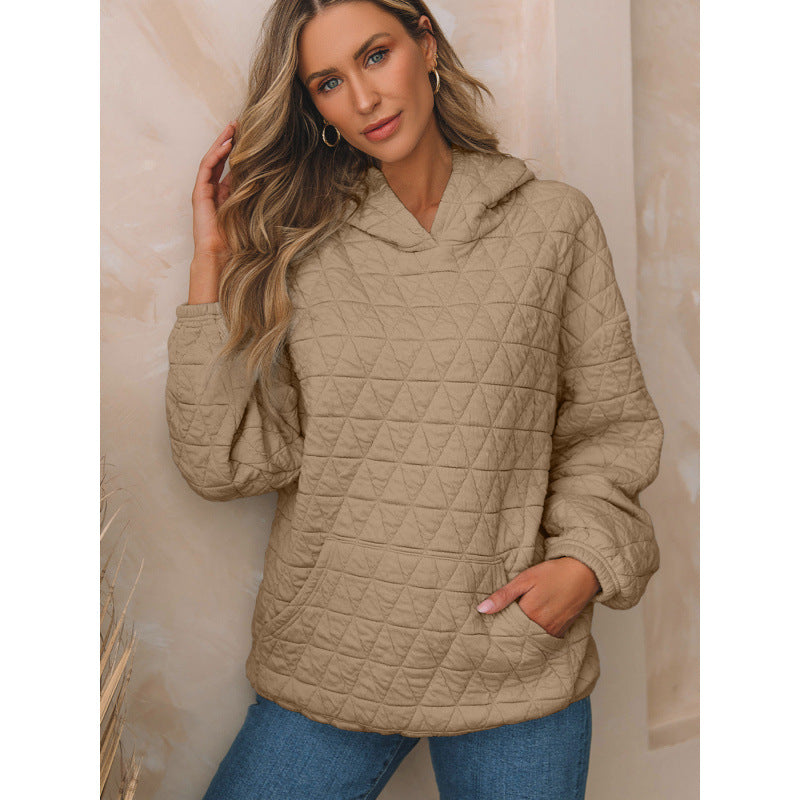 Damen gesteppter Kapuzenpullover mit praktischen Taschen R&B