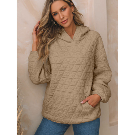 Damen gesteppter Kapuzenpullover mit praktischen Taschen R&B