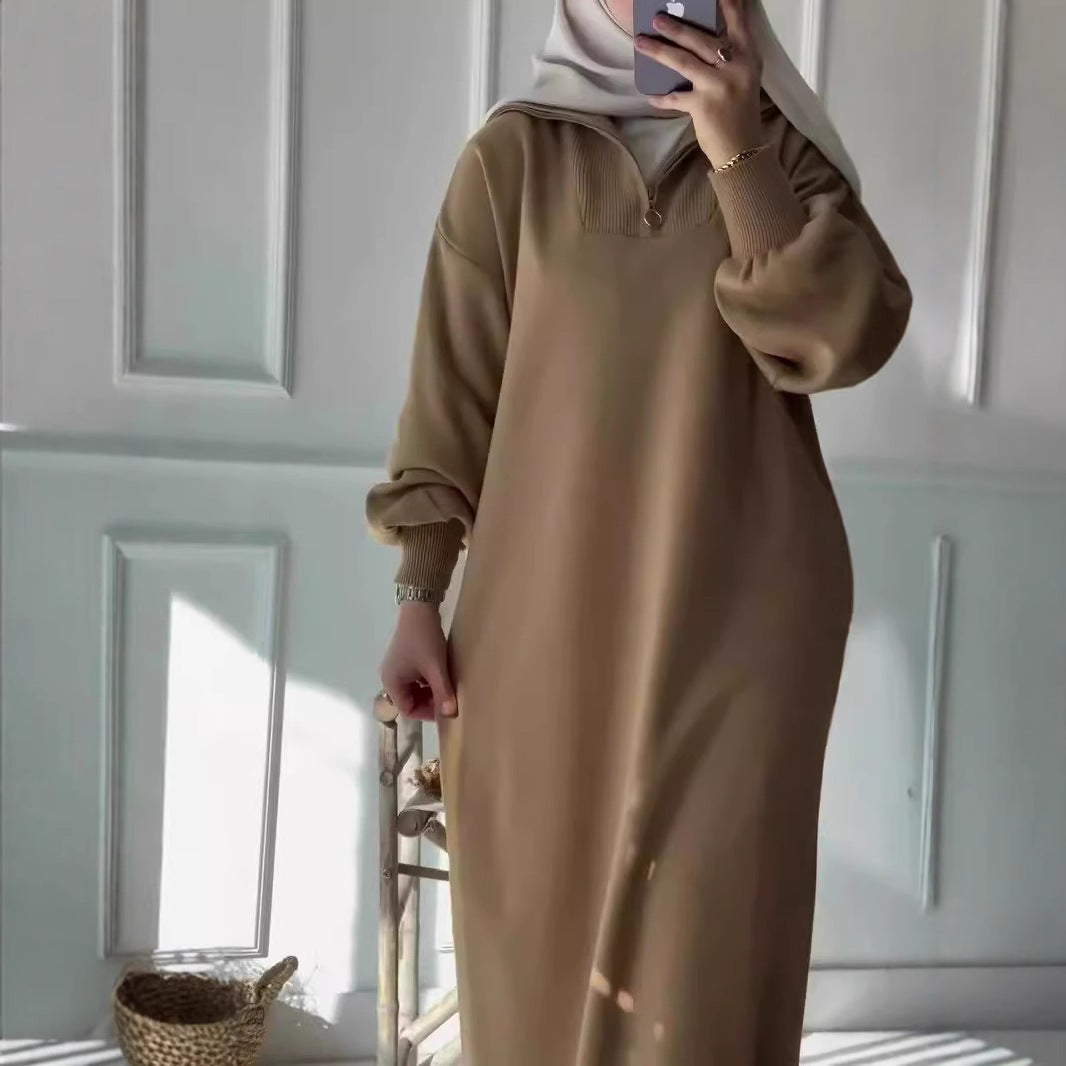 Damen Kapuzenkleid mit Reißverschluss und lässigem Schnitt R&B