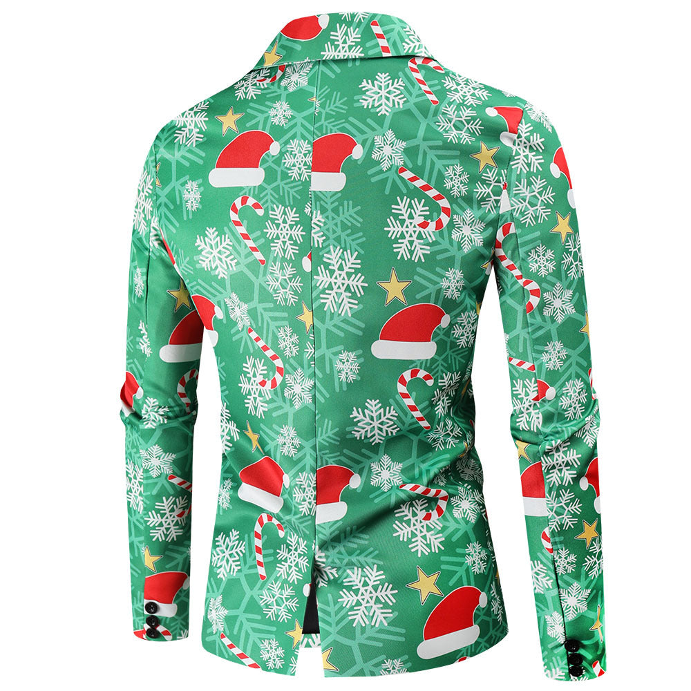 Herren Festlicher Blazer mit weihnachtlichem Motiv und modernem Schnitt R&B