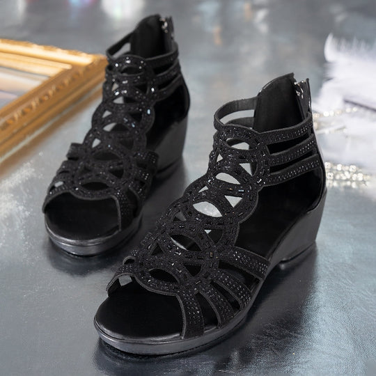 Damen komfortable Plateausandalen mit dekorativem Schnittdesign R&B