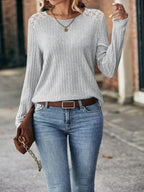 Damen Freizeit Pullover mit elegantem Spitzendetail R&B