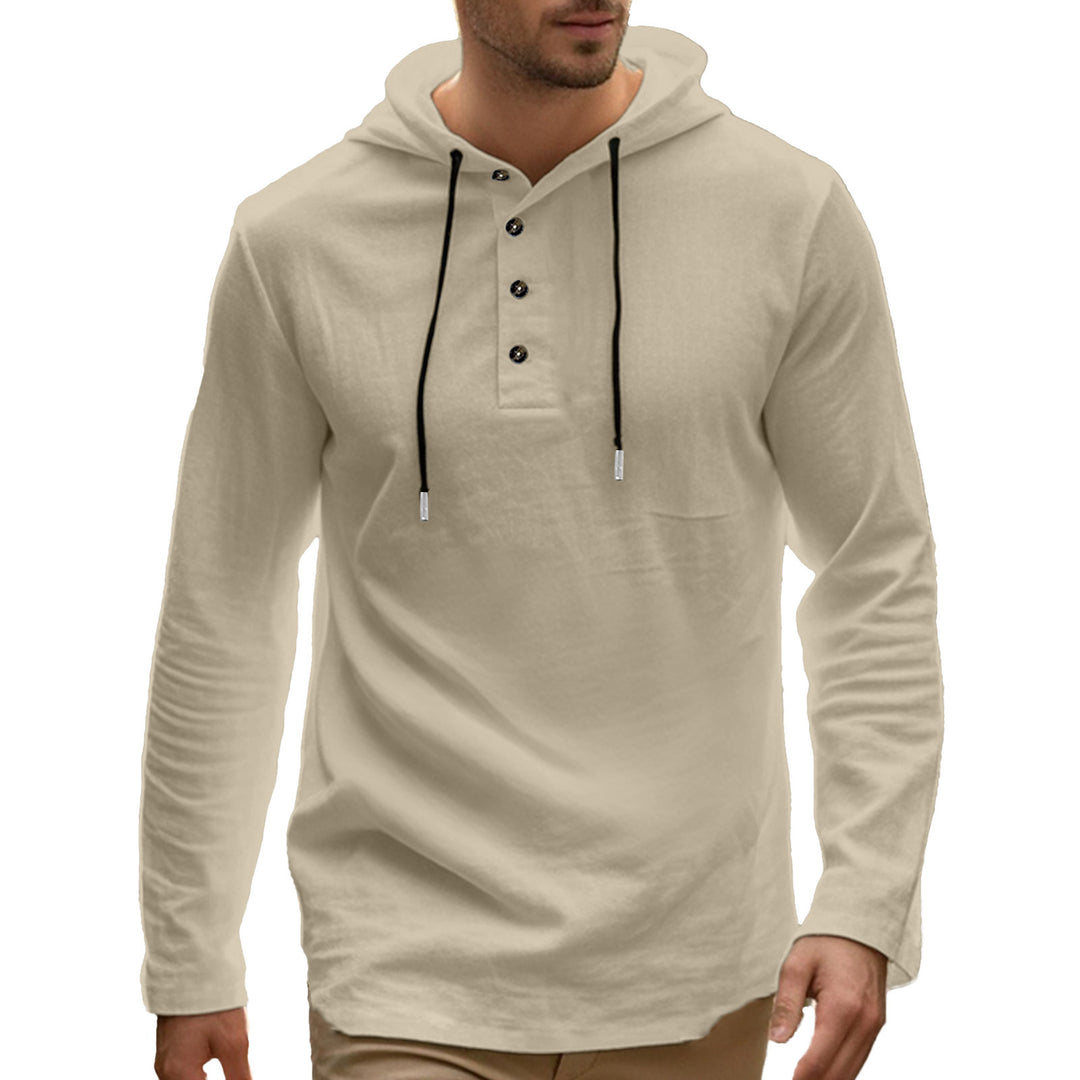 Herren lässiges Langarm-Hoodie-Shirt mit Knopfdetails und praktischen Taschen R&B