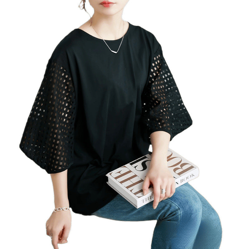 Damen stilvolles Oberteil mit strukturiertem Sleeve