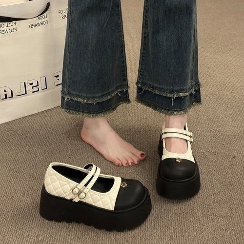 Damen Platform Mary Janes mit modischen Zweiriemen und geschmackvollem Design R&B