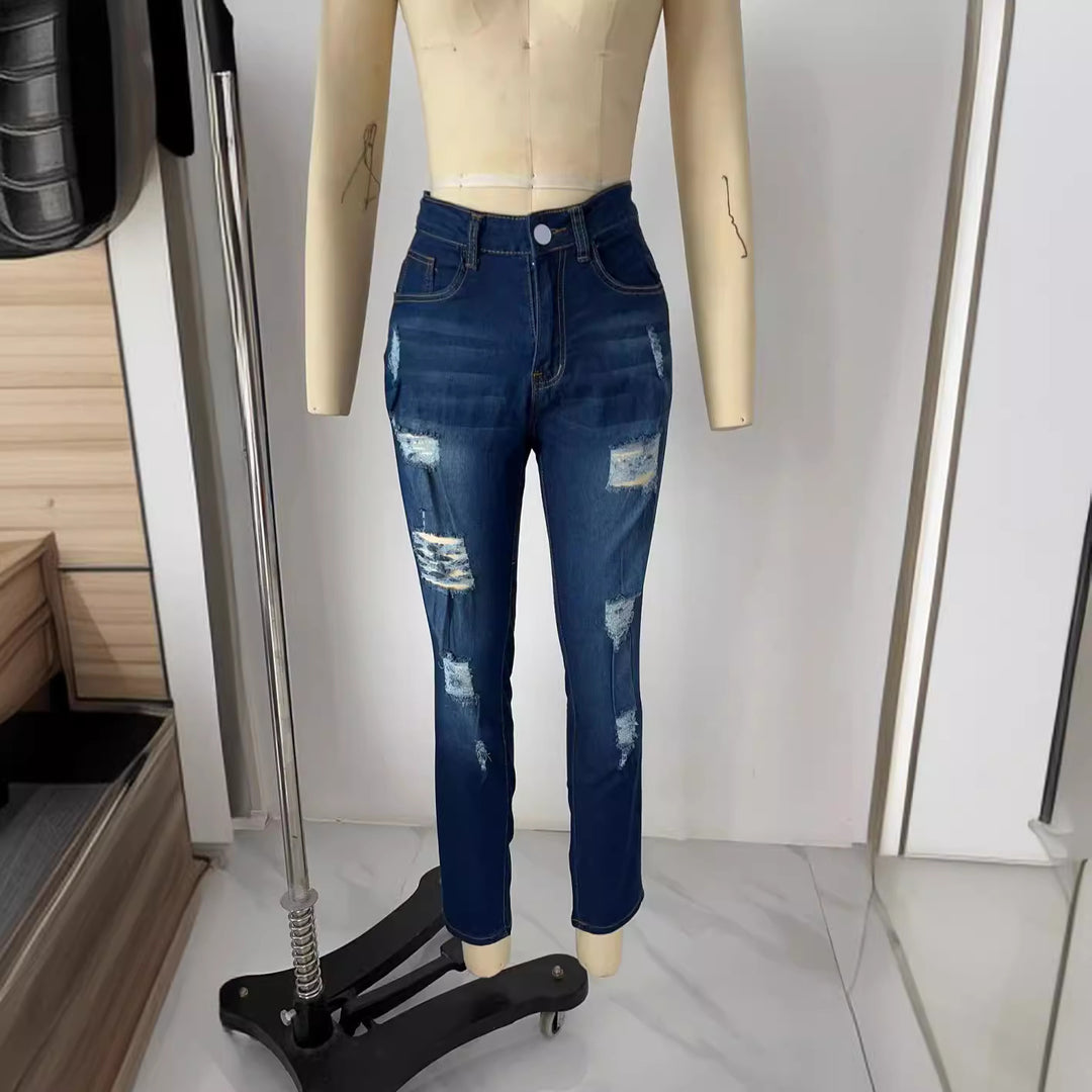 Damen Slim-Fit Jeans mit trendigen Destroyed-Details R&B