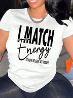 Damen Motiviertes Kurzarm-T-Shirt mit kreativem Schriftzug R&B