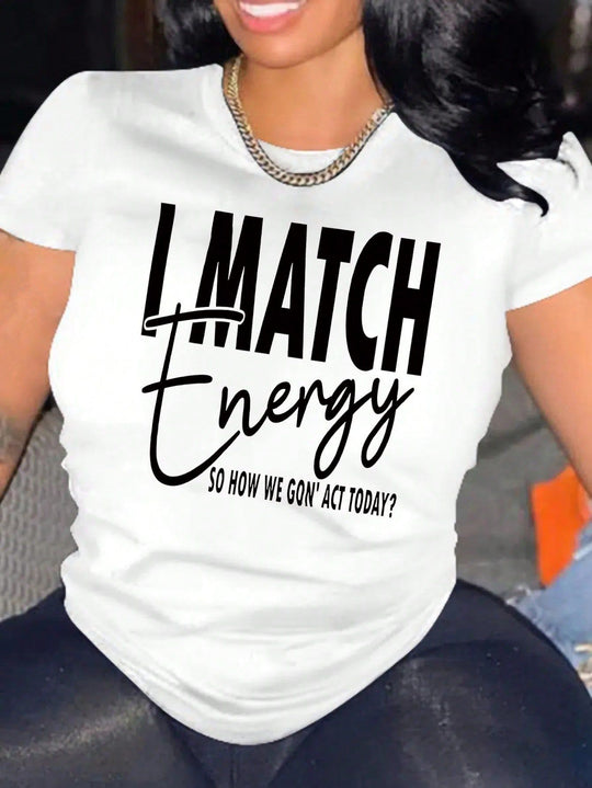 Damen Motiviertes Kurzarm-T-Shirt mit kreativem Schriftzug R&B