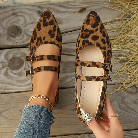 Damen spitze Ballerinas mit doppeltem Riemendesign R&B