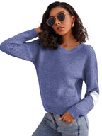 Damen Modischer Strickpullover mit kontrastierenden Ärmelakzenten R&B