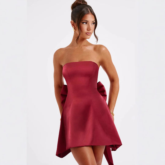 Damen Minikleid im eleganten Bandeau-Stil mit verspieltem Rückendetail R&B
